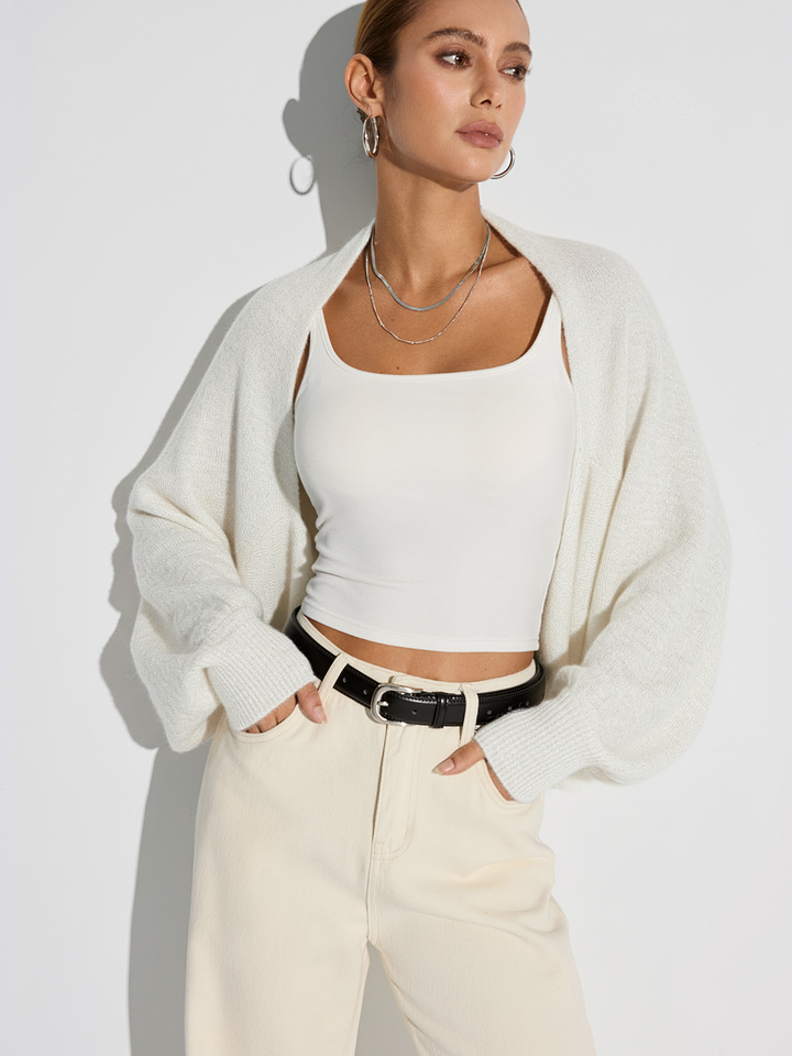 Wool Blend Oversized Batwing Sleeve Cardigan  Liora Lane Boutique Cardigans White / XL 44.00