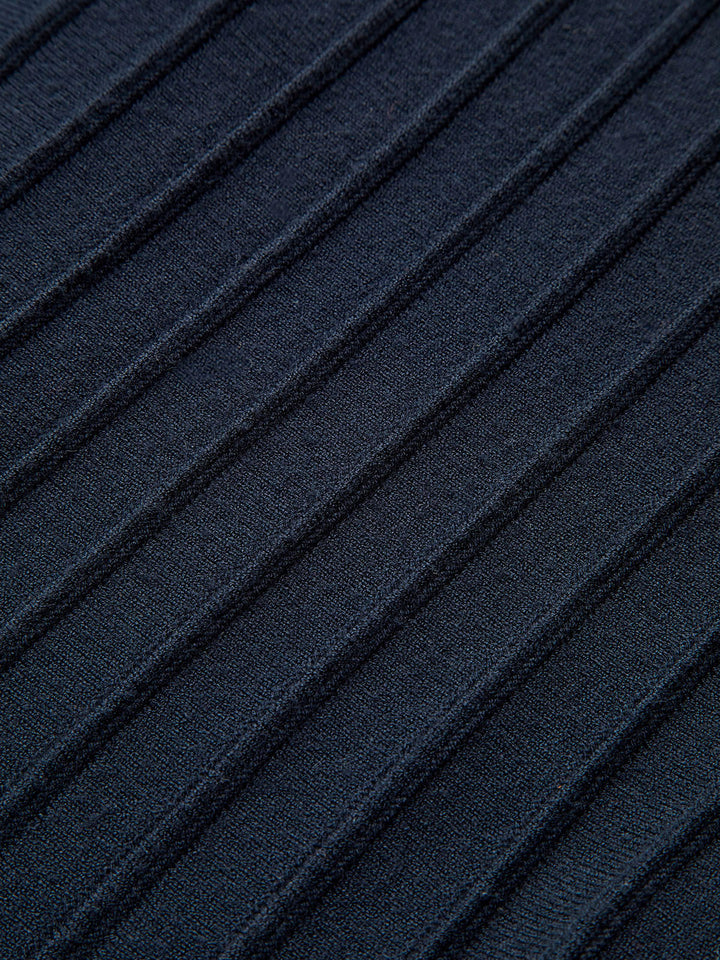 Denim Trim Knitted Peplum Cardigan  Liora Lane Boutique Knit Outerwear