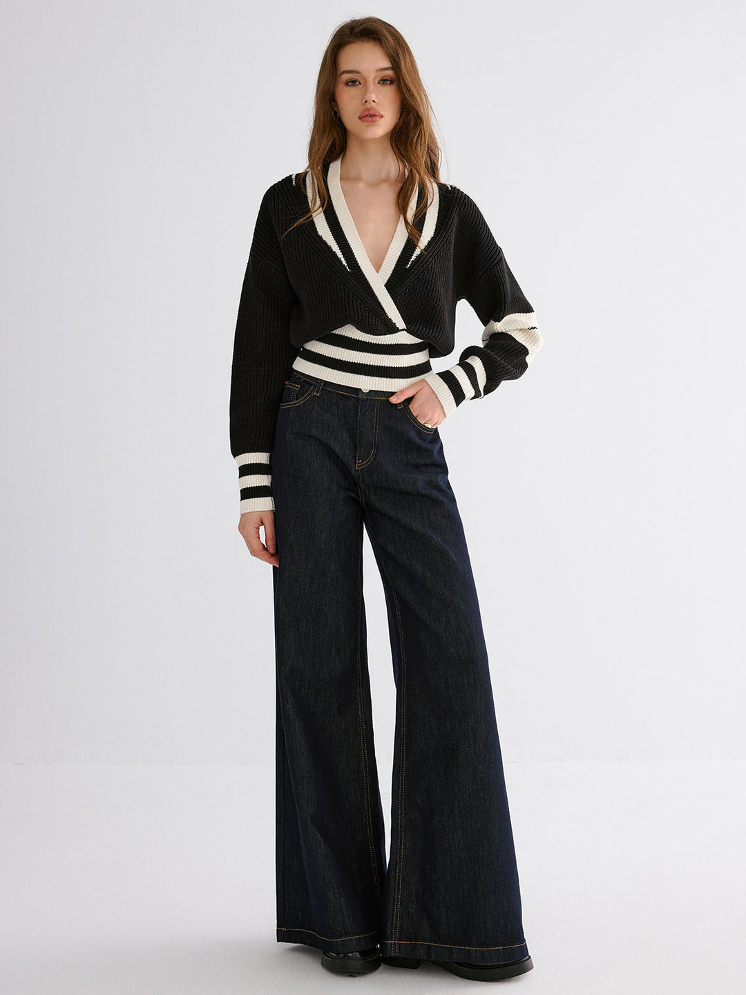 Striped Casual Knitted Sweater  Liora Lane Boutique Sweaters