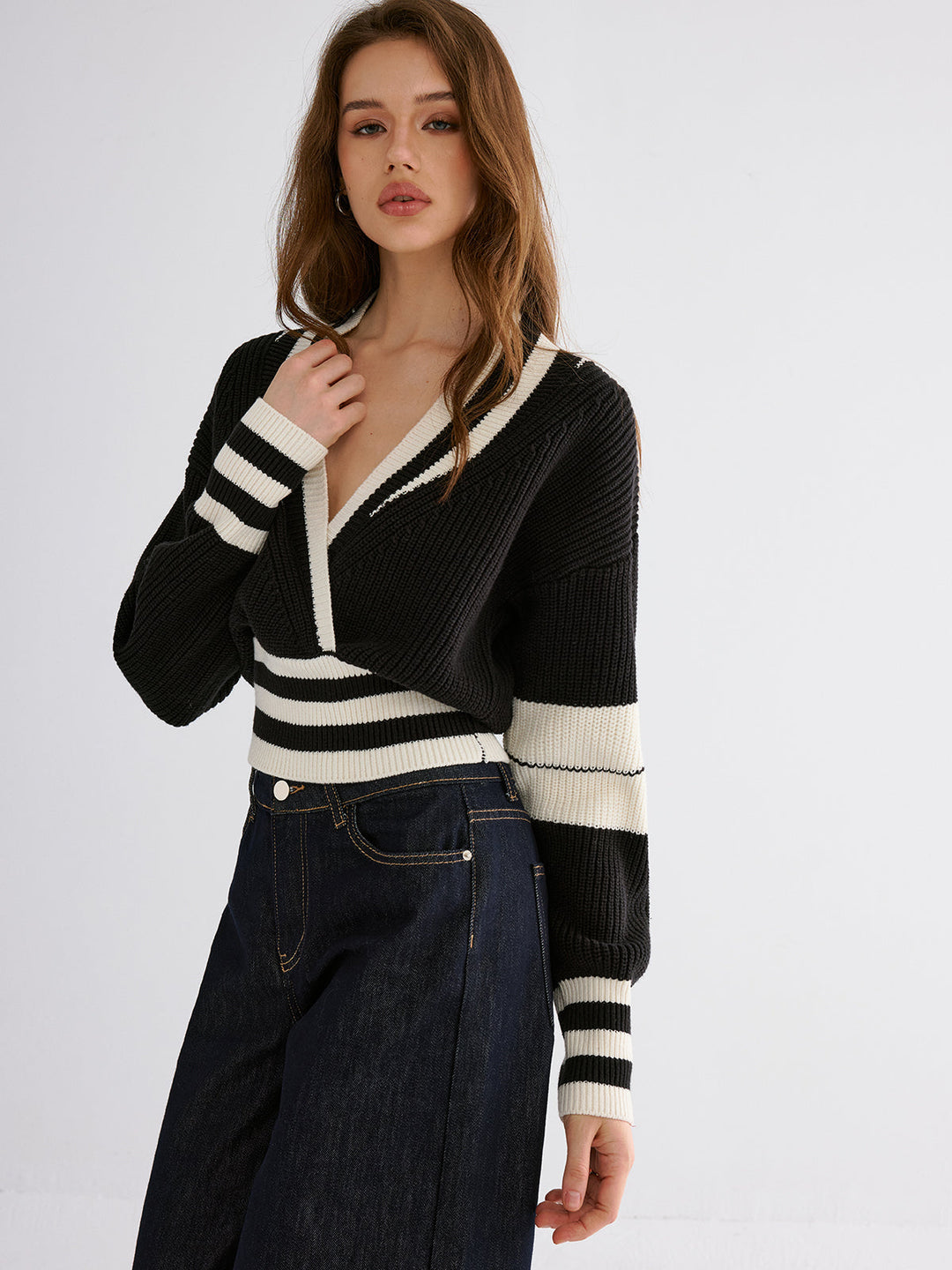 Striped Casual Knitted Sweater  Liora Lane Boutique Sweaters