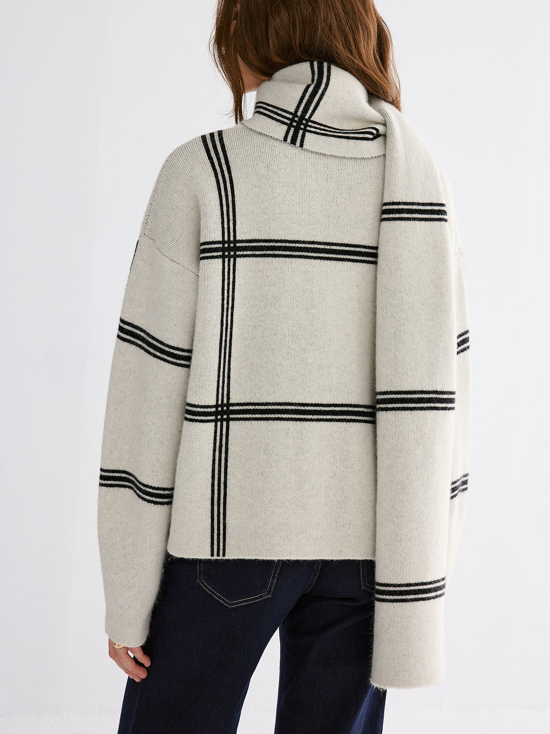 Wrap Scarf Check Print Cardigan  Liora Lane Boutique Cardigans