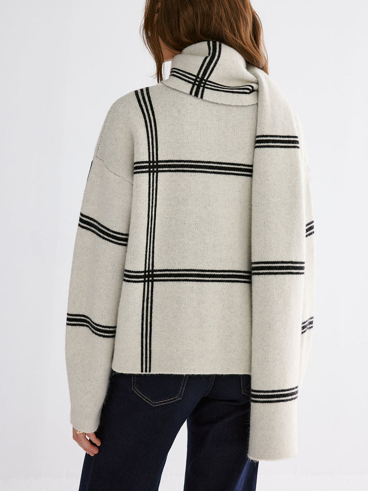 Wrap Scarf Check Print Cardigan  Liora Lane Boutique Cardigans