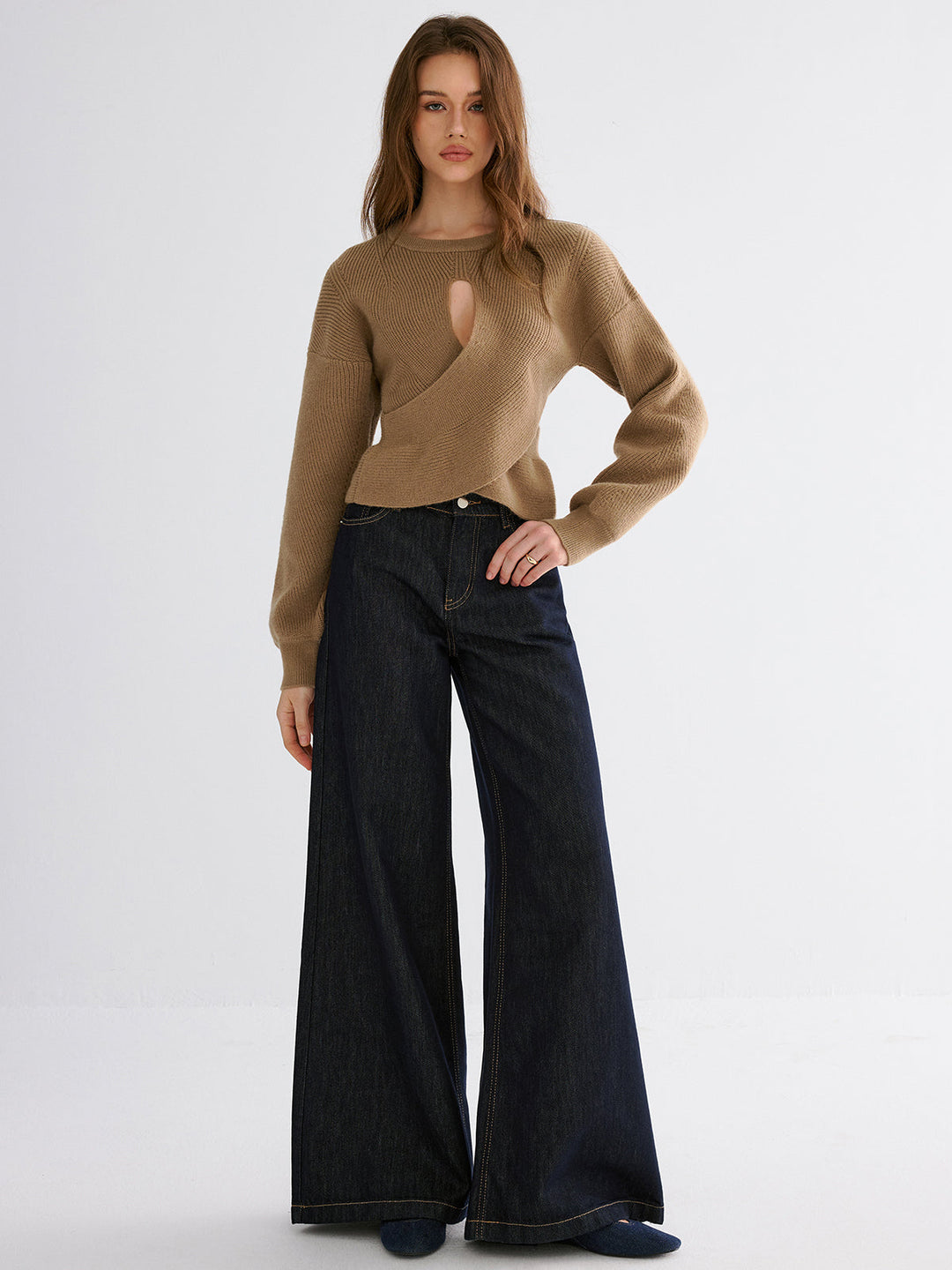 Cut-out Asymmetrical-Hem Sweater  Liora Lane Boutique Sweaters