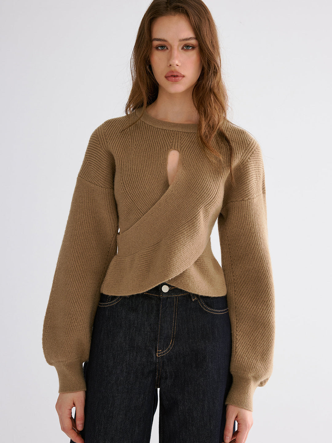 Cut-out Asymmetrical-Hem Sweater  Liora Lane Boutique Sweaters