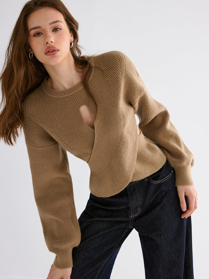 Cut-out Asymmetrical-Hem Sweater  Liora Lane Boutique Sweaters