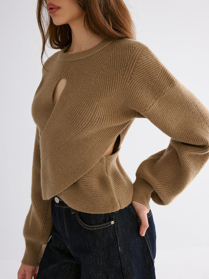 Cut-out Asymmetrical-Hem Sweater  Liora Lane Boutique Sweaters