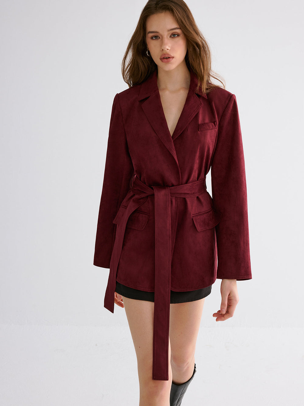 Minimal Belted Blazer  Liora Lane Boutique Blazers
