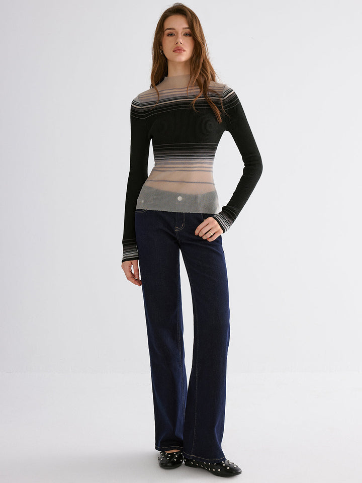Gradient Mesh Knit Top  Liora Lane Boutique Knit Tops