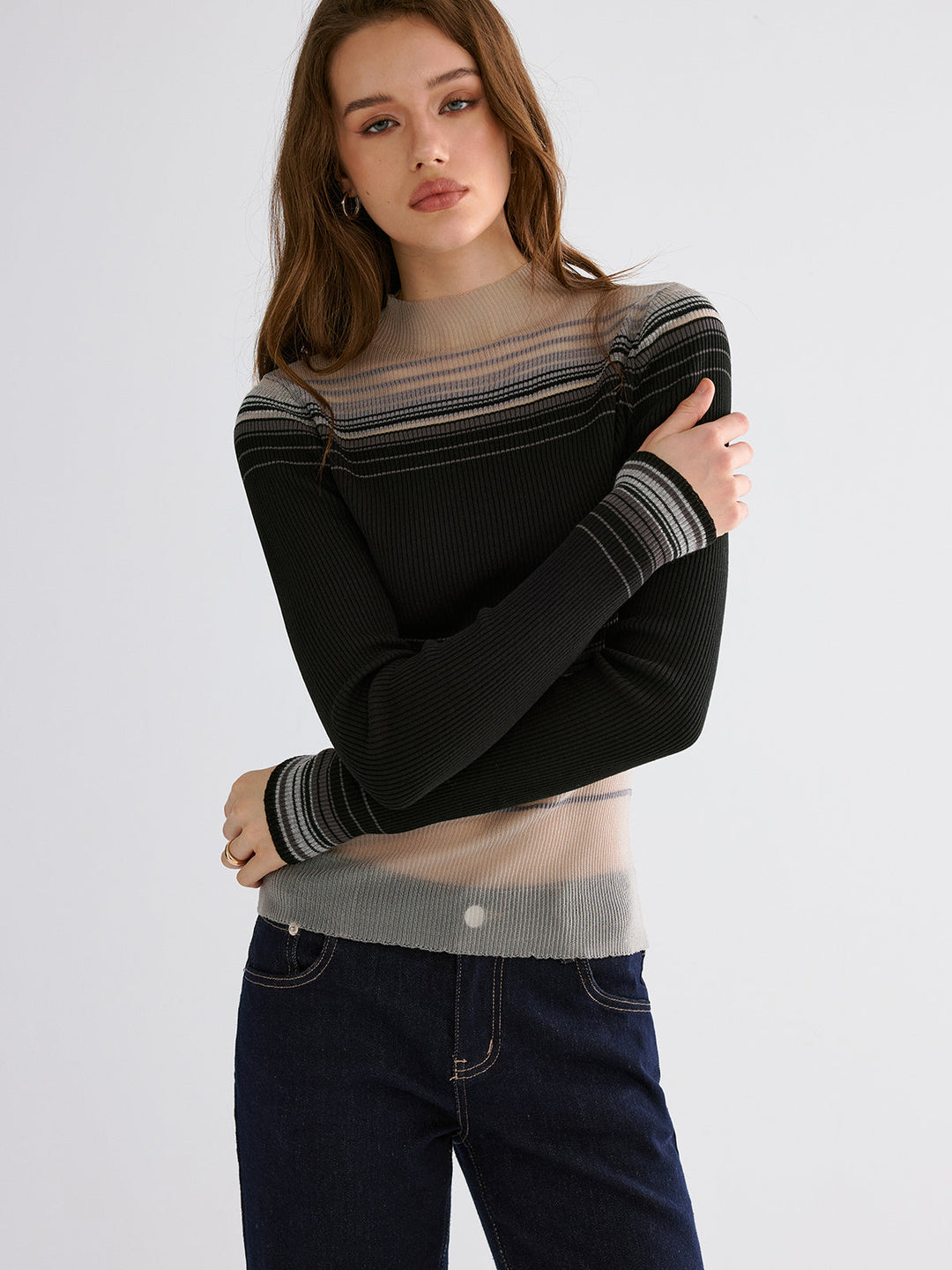 Gradient Mesh Knit Top  Liora Lane Boutique Knit Tops
