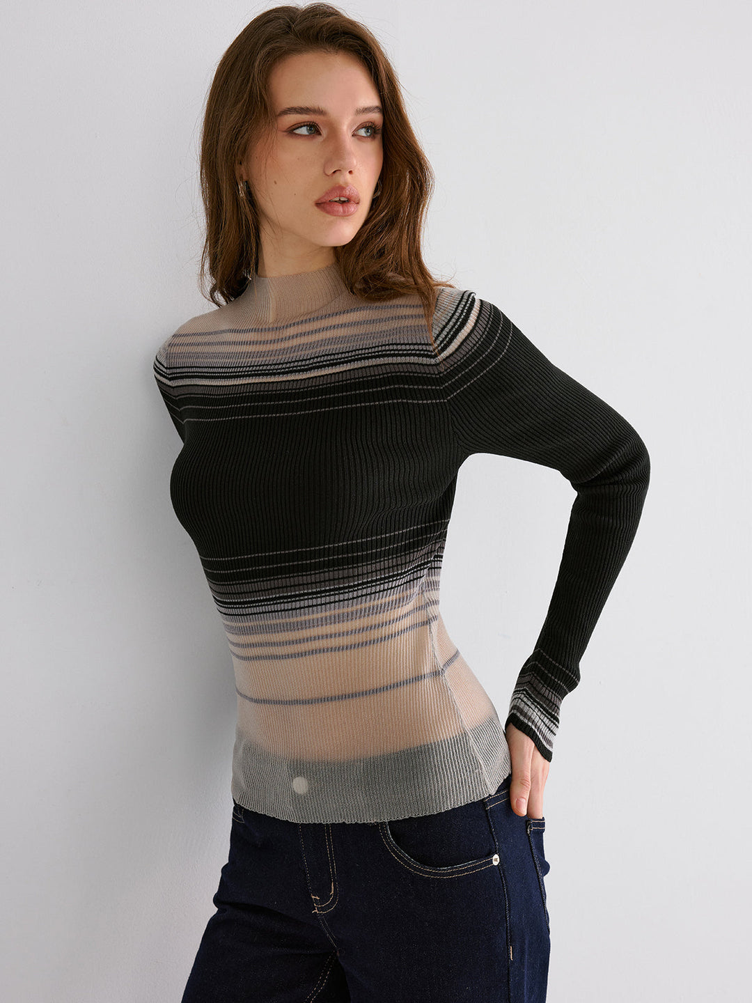 Gradient Mesh Knit Top  Liora Lane Boutique Knit Tops