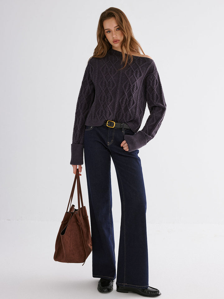Cable Knit Off-shoulder Sweater  Liora Lane Boutique Sweaters