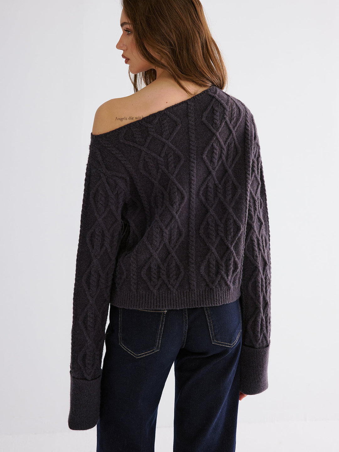 Cable Knit Off-shoulder Sweater  Liora Lane Boutique Sweaters