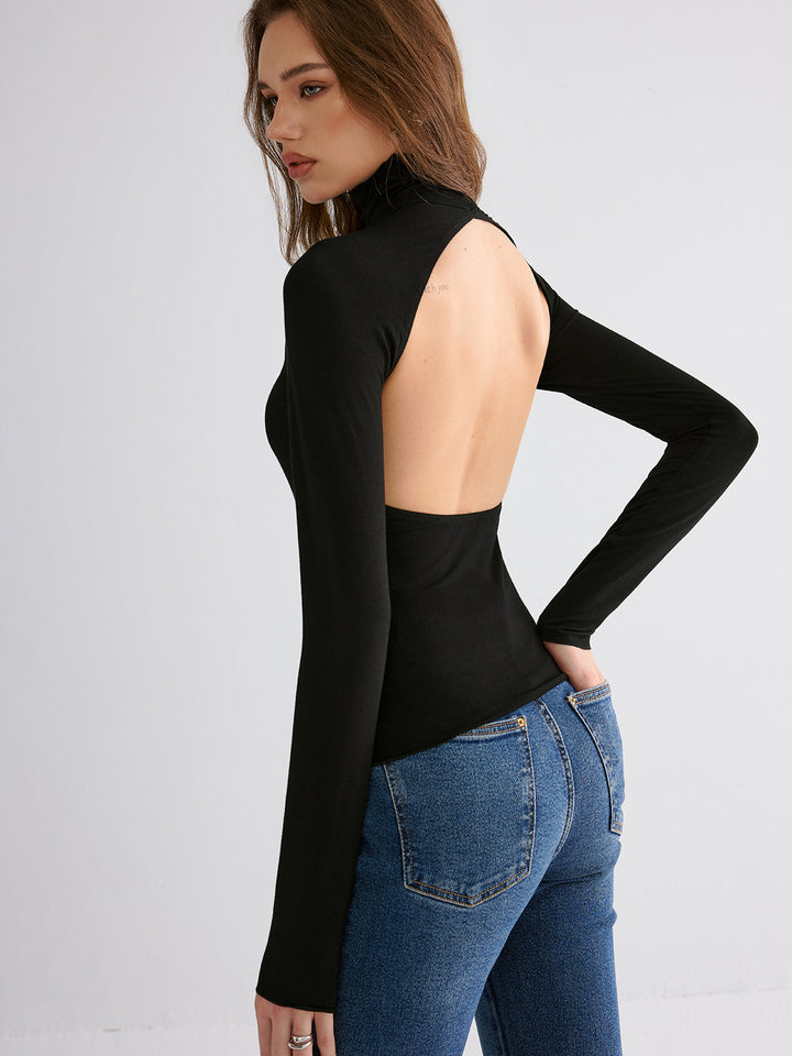 Bra Free Soft Line Open Back Long Sleeve Shirt  Liora Lane Boutique T-Shirts