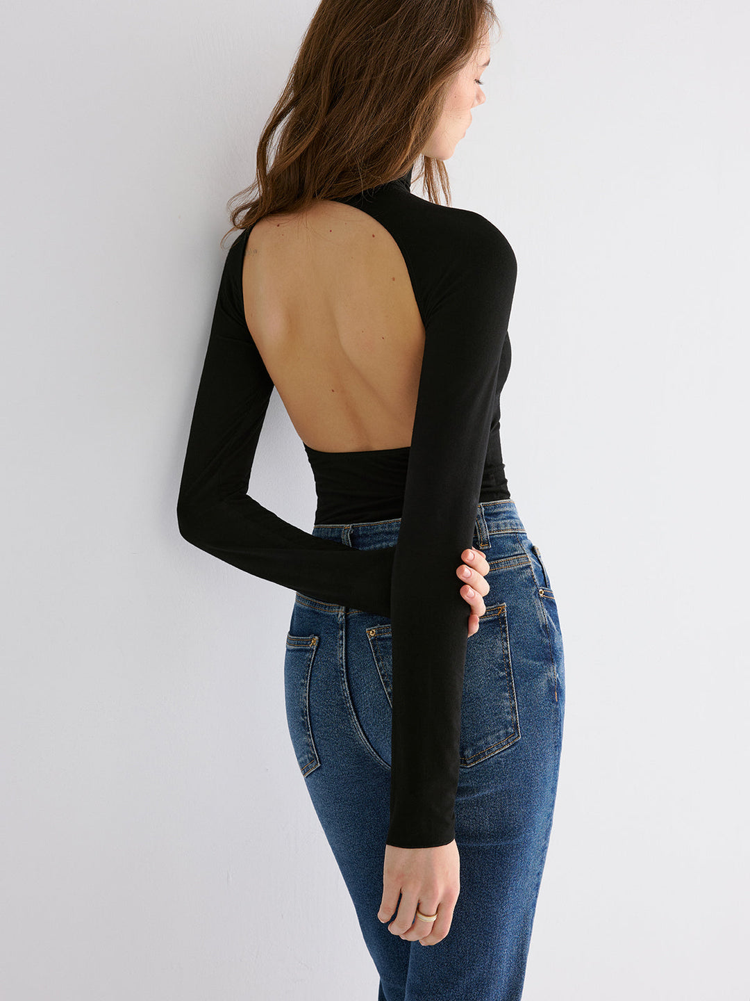 Bra Free Soft Line Open Back Long Sleeve Shirt  Liora Lane Boutique T-Shirts