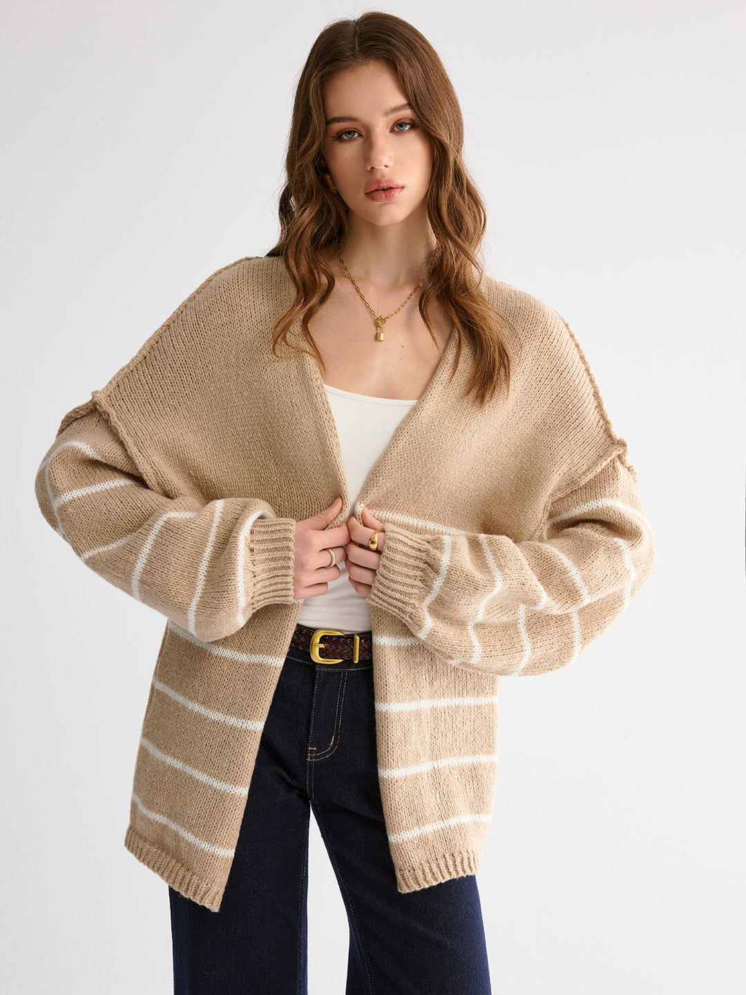 Brushed Striped Cardigan  Liora Lane Boutique Cardigans