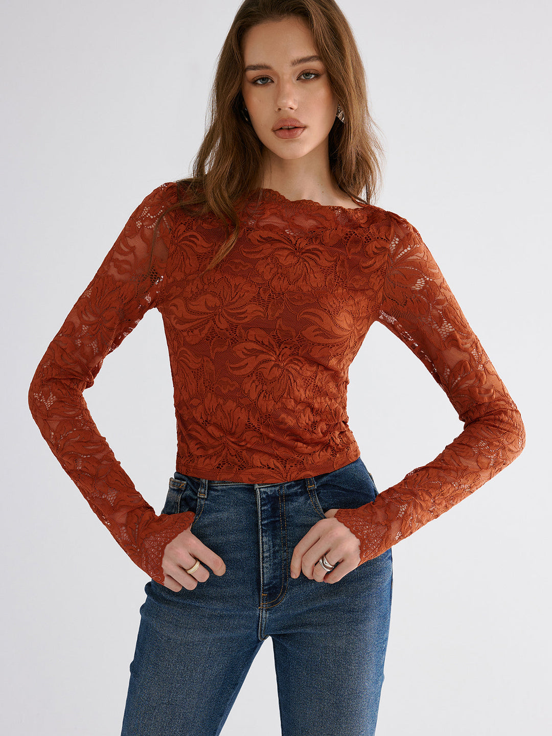 Flower Embroidered Cropped Lace Top  Liora Lane Boutique T-Shirts