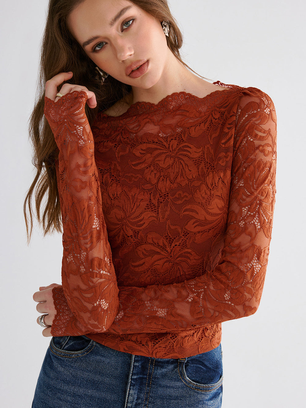 Flower Embroidered Cropped Lace Top  Liora Lane Boutique T-Shirts