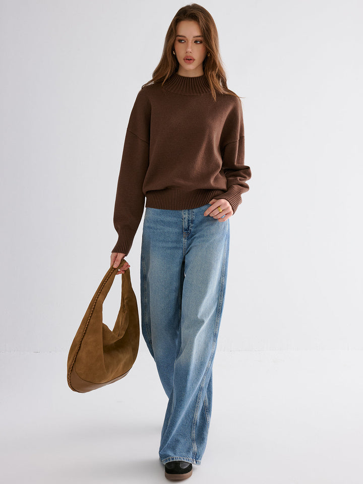 Oversized Drop Shoulder Crew Neck Sweater  Liora Lane Boutique Sweaters