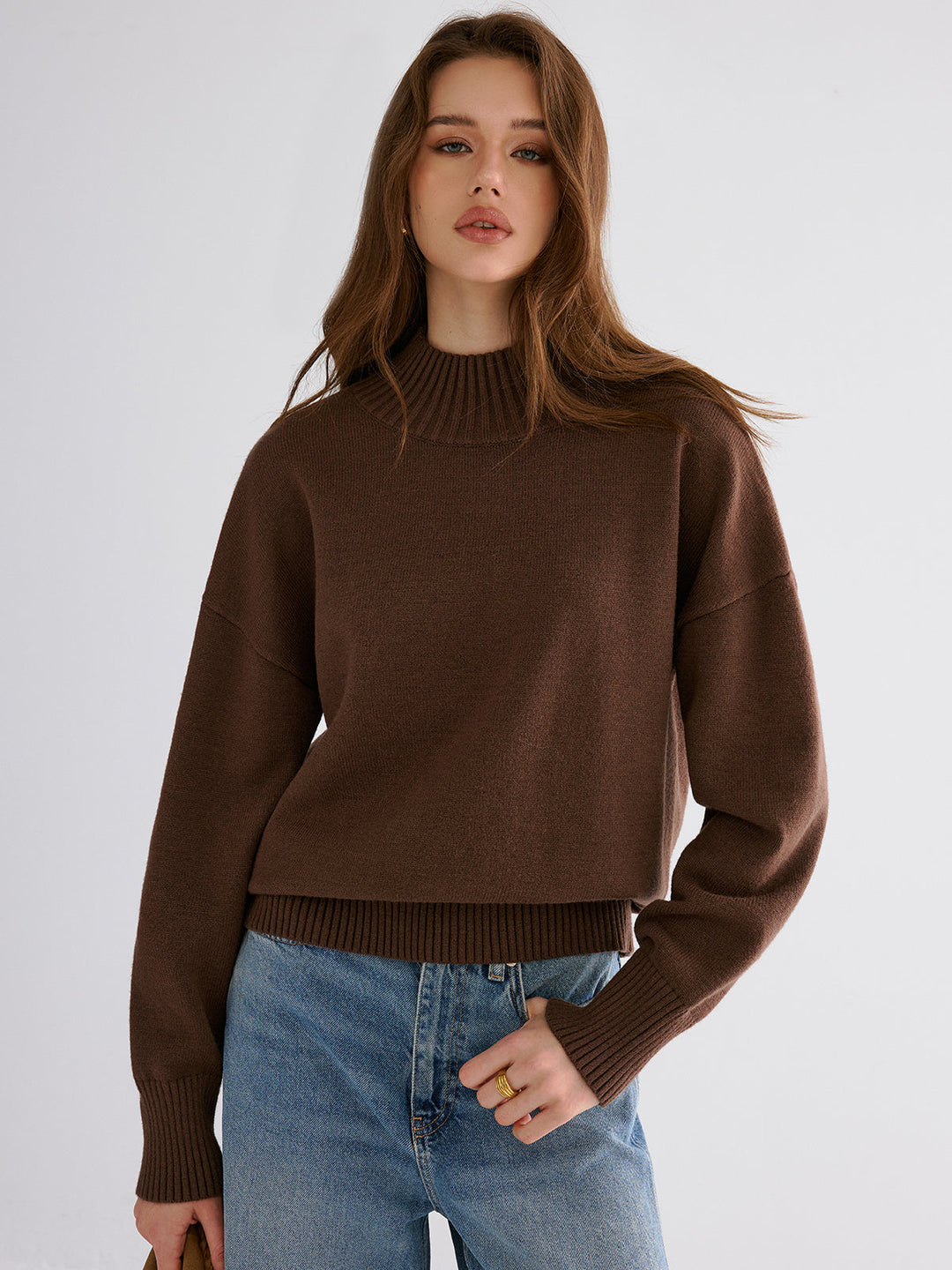Oversized Drop Shoulder Crew Neck Sweater  Liora Lane Boutique Sweaters