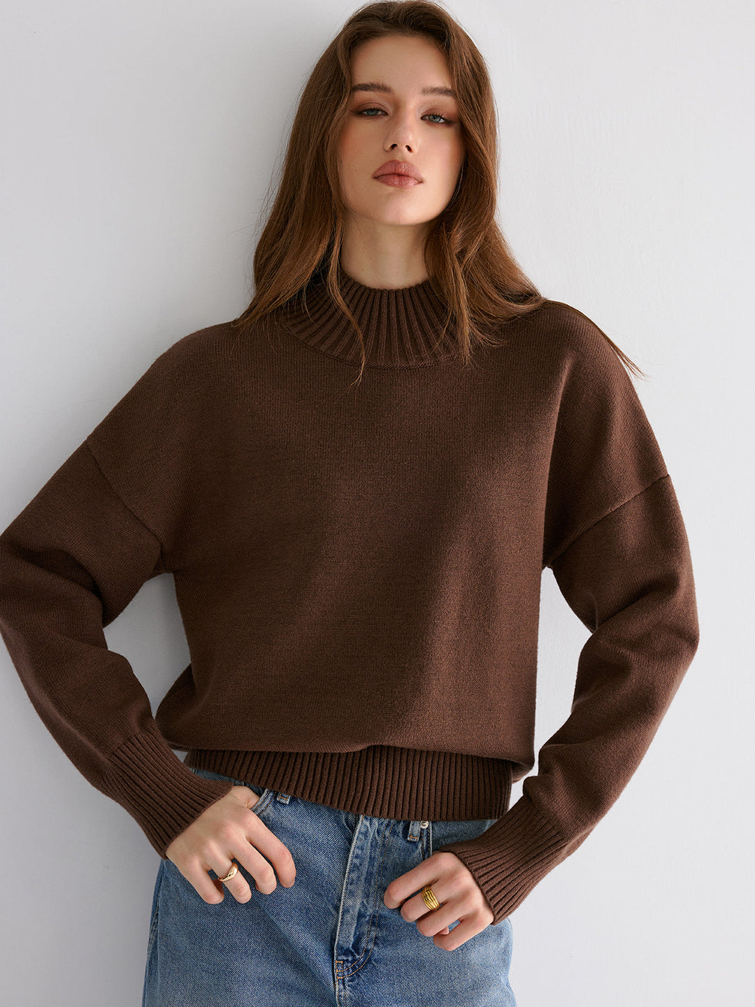 Oversized Drop Shoulder Crew Neck Sweater  Liora Lane Boutique Sweaters