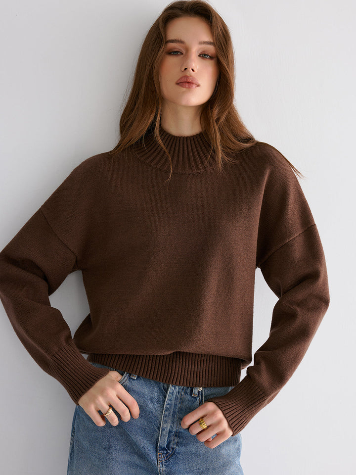 Oversized Drop Shoulder Crew Neck Sweater  Liora Lane Boutique Sweaters