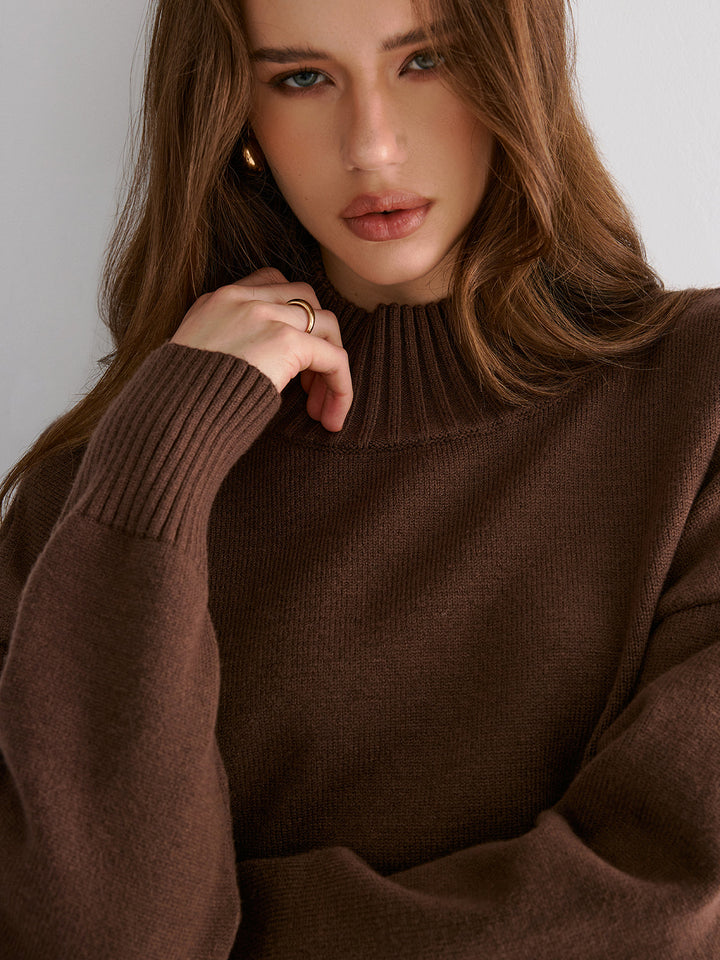 Oversized Drop Shoulder Crew Neck Sweater  Liora Lane Boutique Sweaters