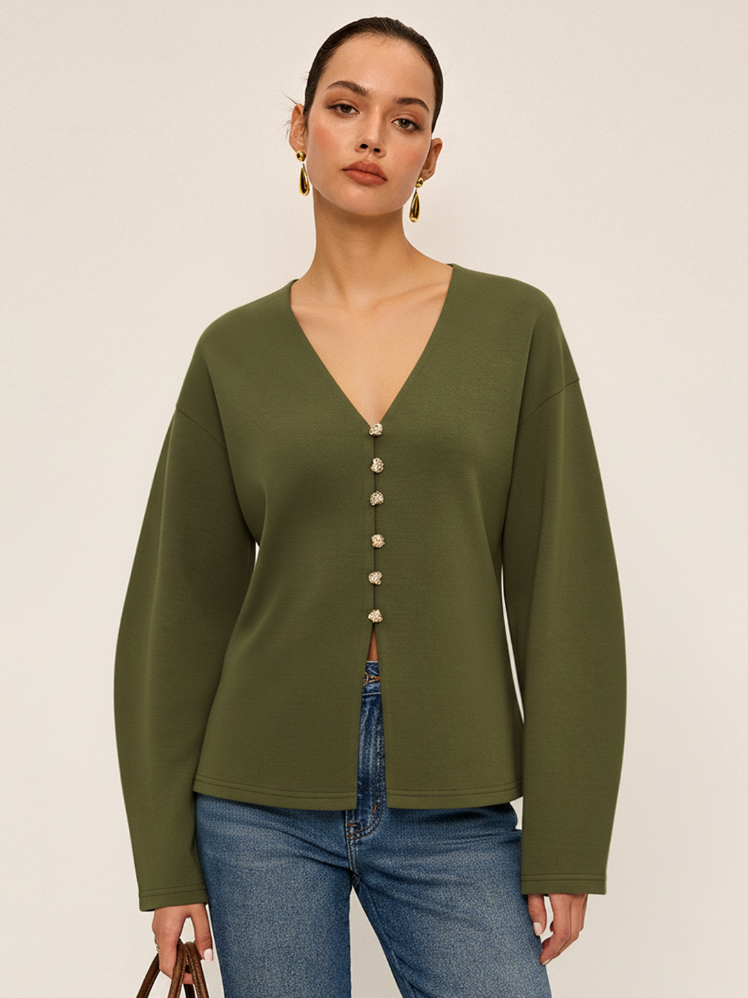 V-neck Longline Fitted Waist Cardigan  Liora Lane Boutique Jackets Dark Green / XL 79.99