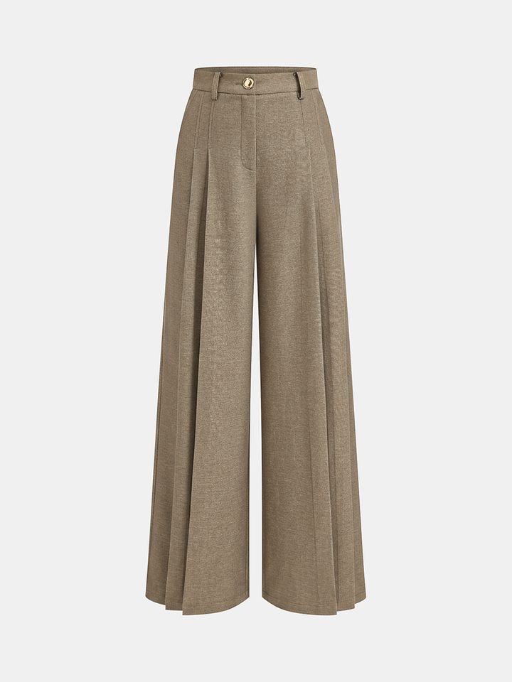 Mid-Waisted Pleated Wide-Leg Pants  Liora Lane Boutique Pants Khaki / XL 62.00