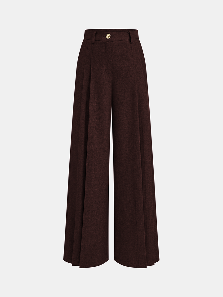 Mid-Waisted Pleated Wide-Leg Pants  Liora Lane Boutique Pants Burgundy / XL 62.00