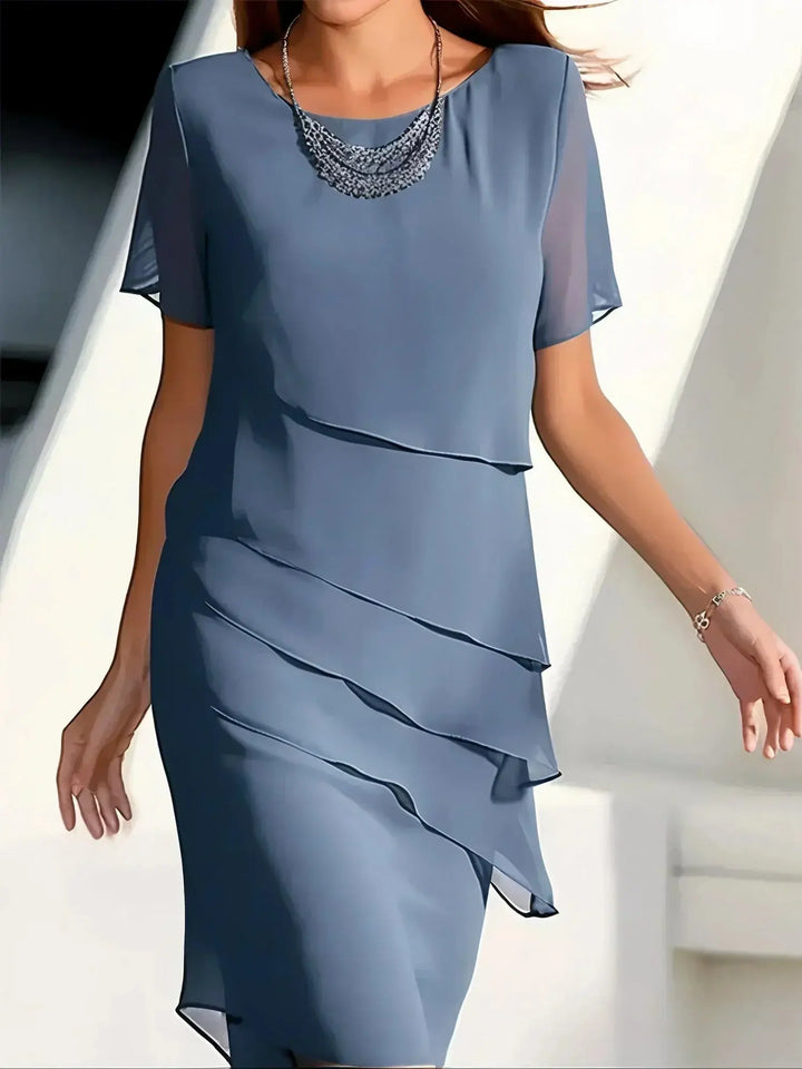 Midnight Elegance Layered Chiffon Dress Jasmine's Boutique Australia