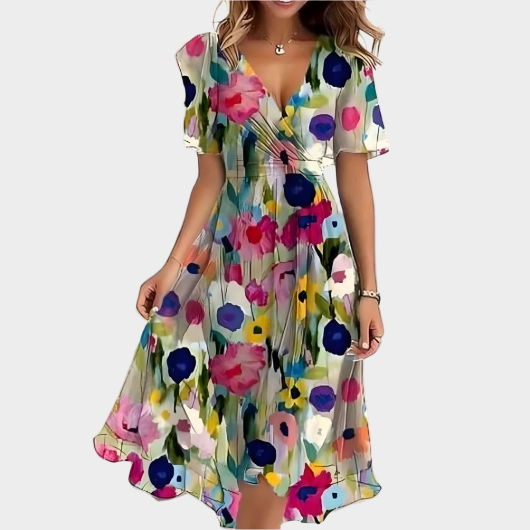 Airy Floral Dress with V-Neckline Jasmine's Boutique Australia