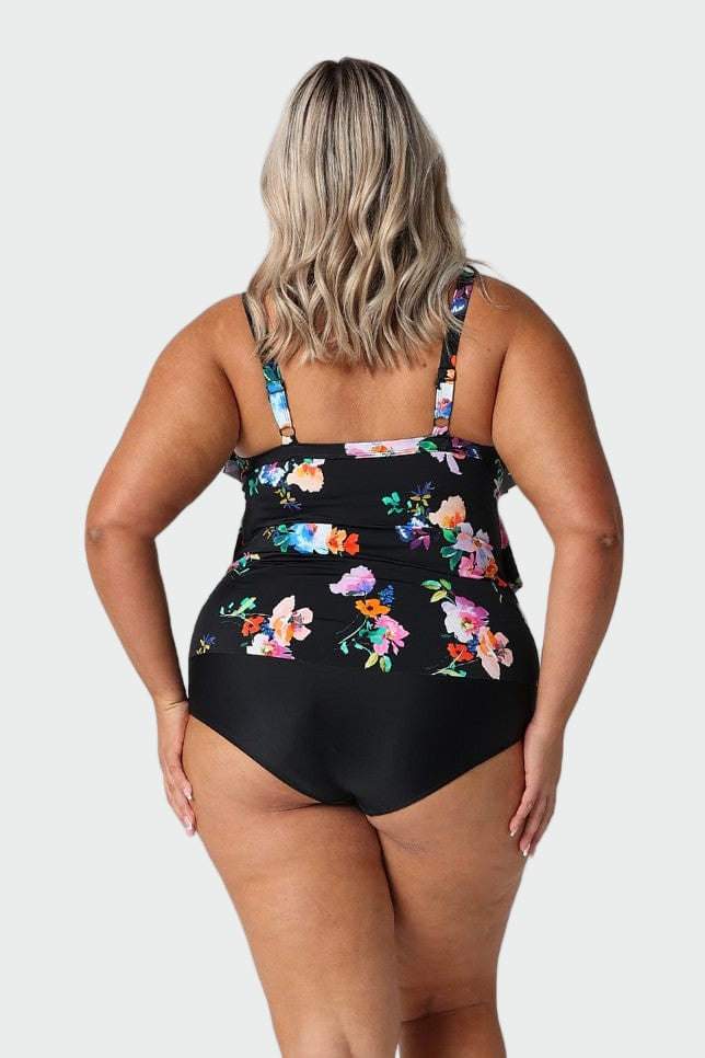 Black Floral Ruffle Tankini Top Jasmine's Boutique Australia
