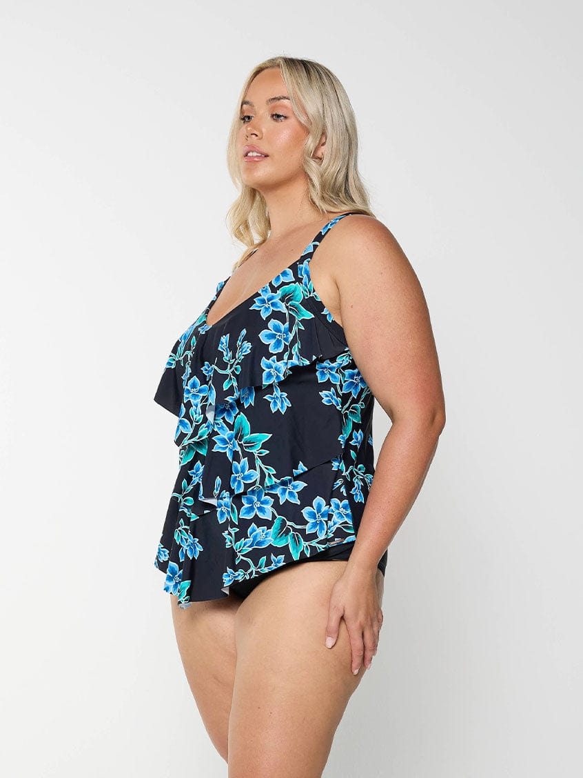Women’s Blue Floral Ruffle Tankini Top Jasmine's Boutique Australia