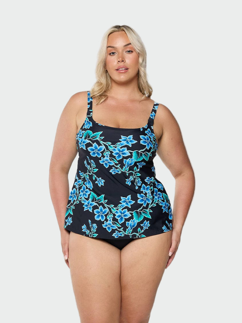 Blue Floral Scoop Neck Tankini Top Jasmine's Boutique Australia