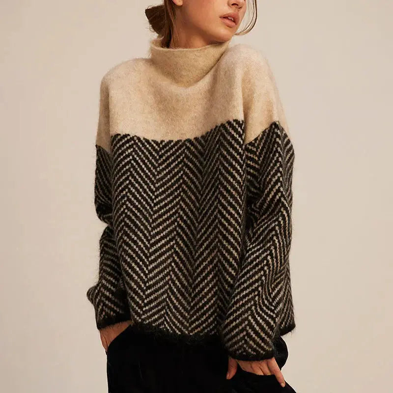 Modern Chevron High-Neck Sweater Jasmine's Boutique Australia