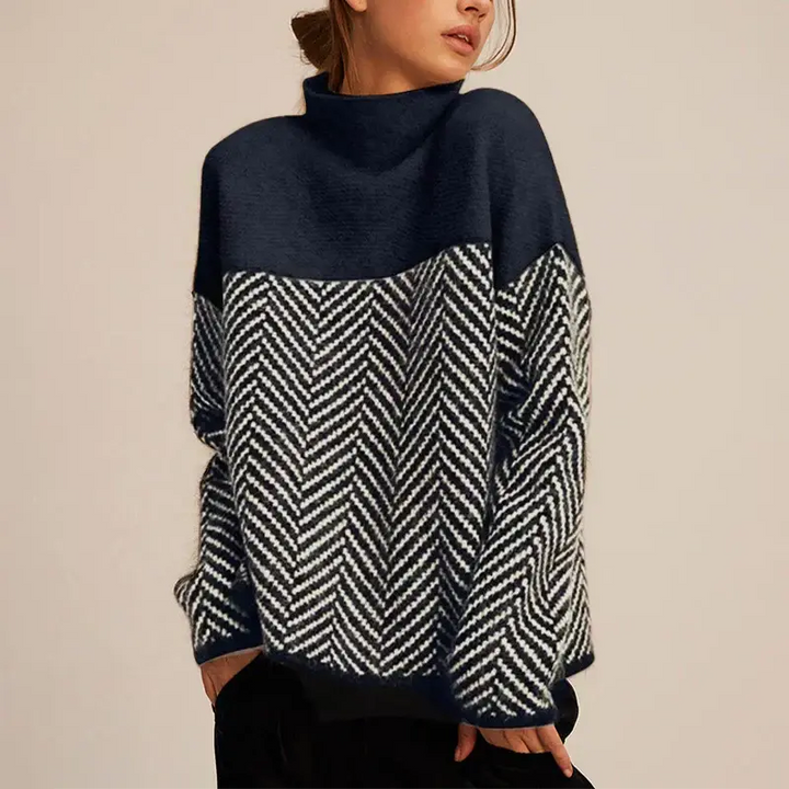 Modern Chevron High-Neck Sweater Jasmine's Boutique Australia