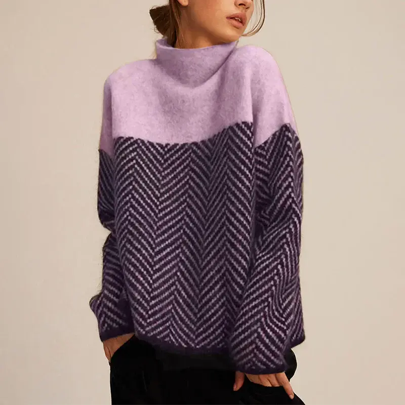 Modern Chevron High-Neck Sweater Jasmine's Boutique Australia