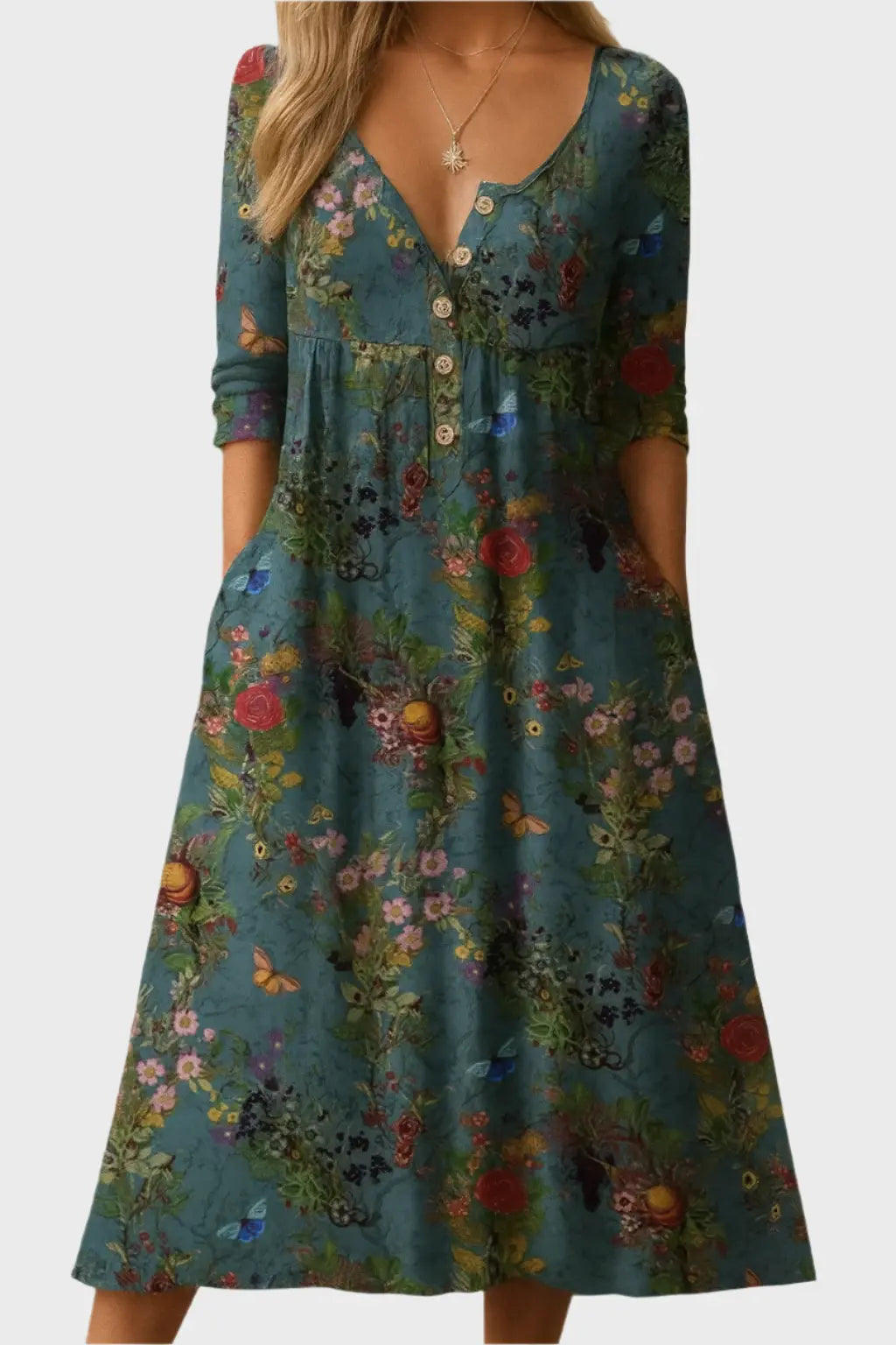 Botanical Charm Button-Up Midi Dress Jasmine's Boutique Australia