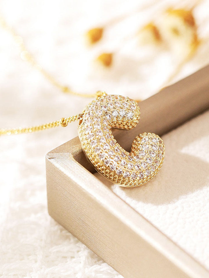 Pavé Bubble Letter Monogram Necklace Jasmine's Boutique Australia