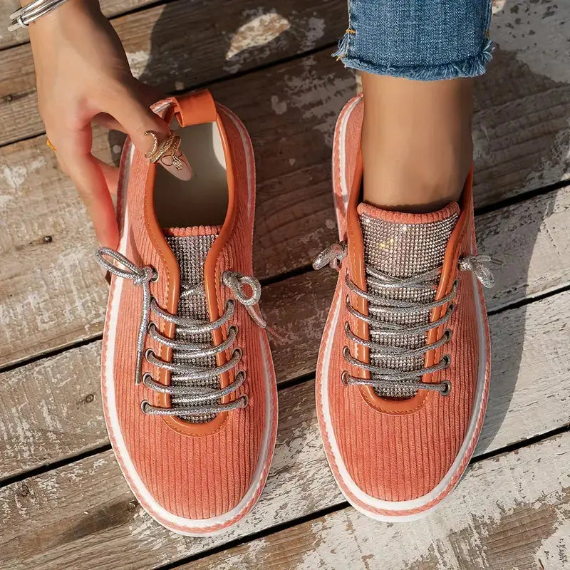 Coral Luxe Rhinestone Sneakers Jasmine's Boutique Australia
