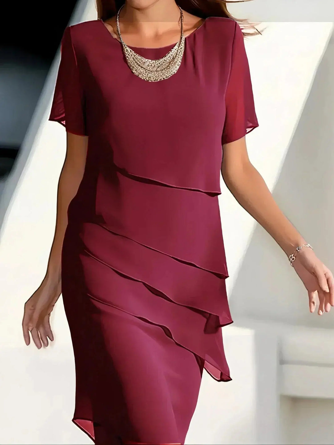 Midnight Elegance Layered Chiffon Dress Jasmine's Boutique Australia