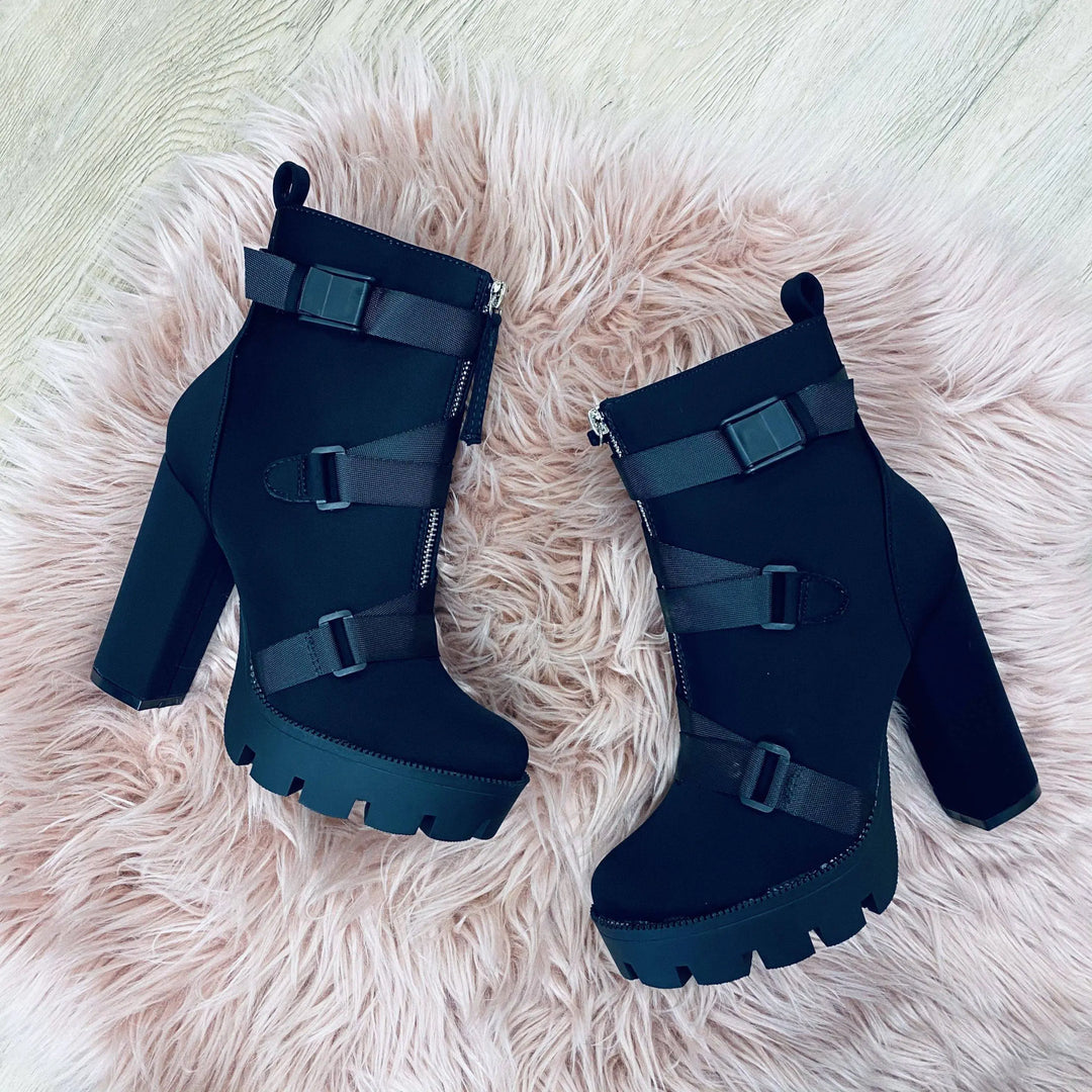 Eclipse Buckle Strap Platform Boots Jasmine's Boutique Australia