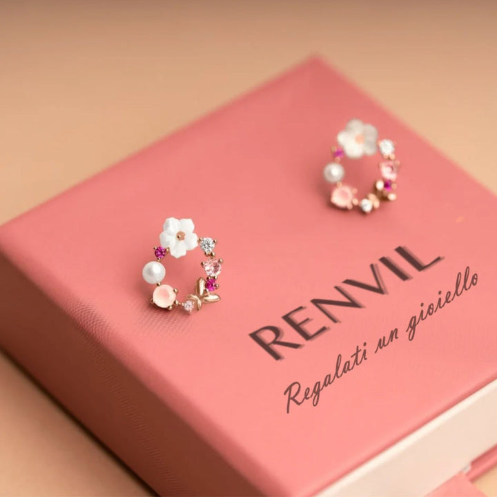 Elegant Floral Earrings with Pearls and Zirconia in Rose Gold Jasmine's Boutique Australia