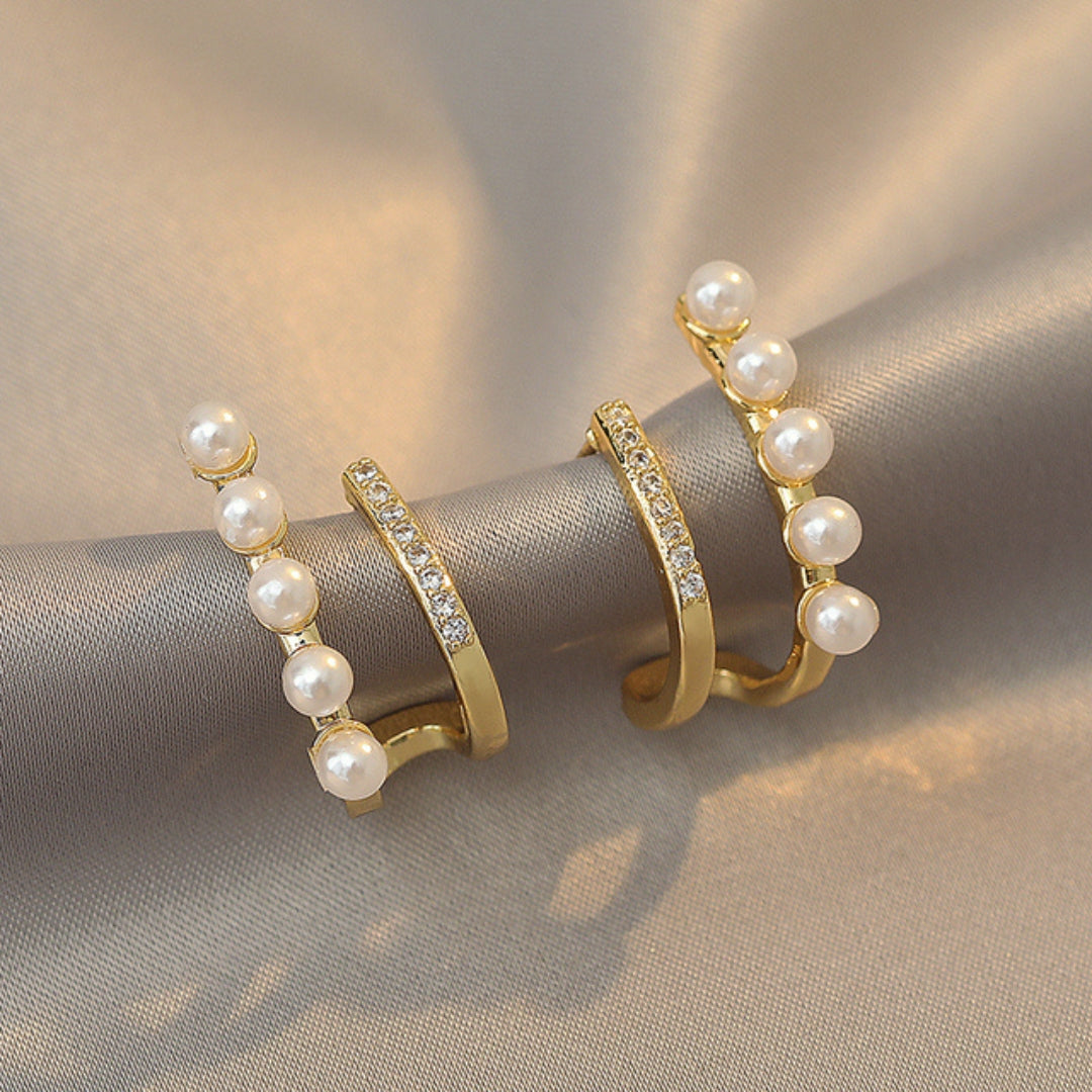 Hook Earrings with Pearls in Gold Jasmine's Boutique Australia