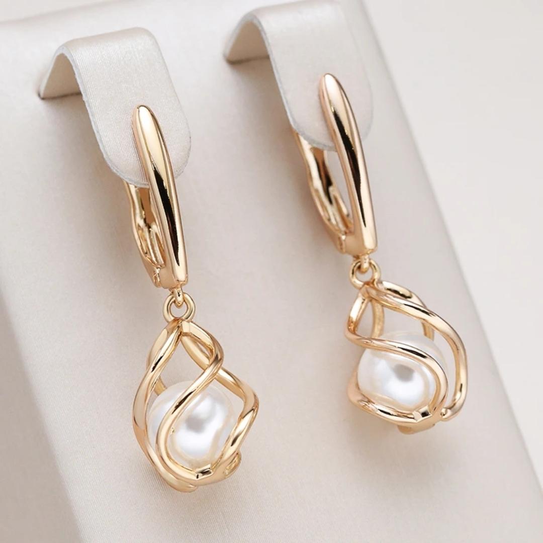 Elegant Pearl Earrings in Gold Jasmine's Boutique Australia