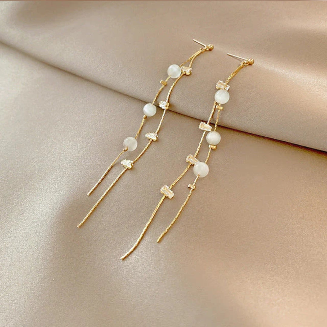Golden Pearl Dangling Earrings Jasmine's Boutique Australia