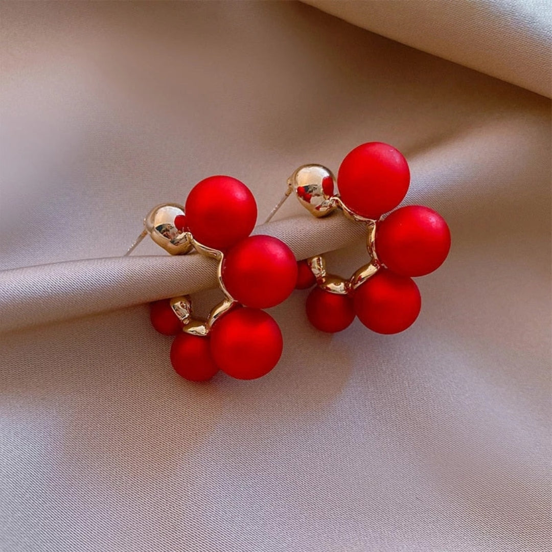 Elegant Red Pearl Earrings Jasmine's Boutique Australia