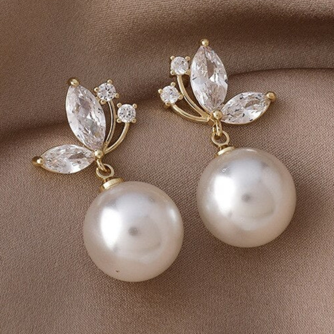 Exotic White Pearl Crystal Earrings Jasmine's Boutique Australia