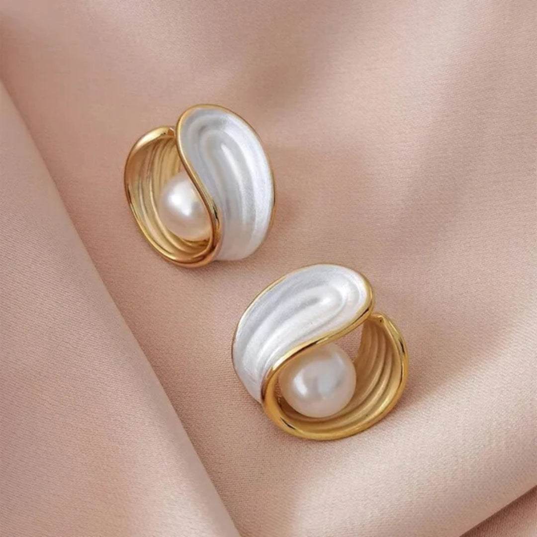 Luxury Earrings with White Opal and Pearls in Gold Jasmine's Boutique Australia