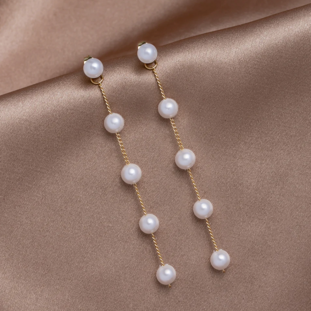 Dangling Freshwater Pearl Earrings in Gold Jasmine's Boutique Australia